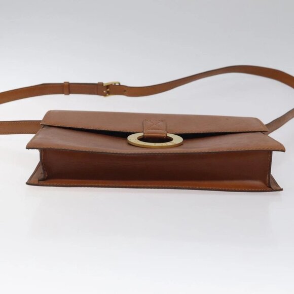 CELINE Circle Shoulder Bag Leather Brown Gold Auth - Picture 7 of 14